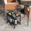 Mesa de Mahjong Porta-Chá, Dedicada para Salas de Jogos, com Cinzeiro, Armazenamento Móvel de Camada Dupla, Mesa de Centro com Máquina de Mahjong, Carrinho Pequeno