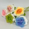Flores de Hilo de Rosa Puntiaguda Degradada Tejidas a Crochet Puramente Hechas a Mano, Regalos de Celebración, Recuerdos, Productos Terminados de Flor de Rosa Tejida