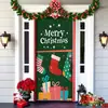 Decoración de Cubierta de Puerta de Navidad Tela de Fondo Verde de Navidad Cubierta de Puerta de Navidad Colgante de Puerta Decoración de Fiesta de Año Nuevo Tapiz de Cubierta de Puerta