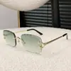 Gafas de Sol sin Marco Cartier de Nuevo Estilo Transfronterizas Europeas y Americanas con un Toque de Moda de Alta Gama, Gafas de Sol con Forma de C, Gafas de Sol de Lujo Ligero