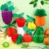 Bolas de favo de mel de frutas, bolas de favo de mel de abacaxi, decorações de favo de mel de frutas, decorações de festa havaiana, papel de favo de mel em formato especial