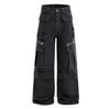 Pantalones Cargo Casuales Punk con Múltiples Bolsillos para Hombre, Diseño Plisado Lavado y Desgastado para la Calle, Corte Recto Holgado de Pierna Ancha