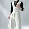 Chaleco traje blanco de manga larga para hombre y mujer, corte ajustado, entallado a la cintura, con solapa de pico y cola de golondrina, adecuado para uniformes y ropa de actuación.