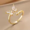 Anillo Exquisito Super Brillante de Circonita para Niñas, Lujo Accesible y Anillo de Apertura Ajustable de Gama Alta, Baño de Oro Real Simple