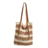 Bolso Tote Tejido de Punto de Gran Capacidad para Mujer 2025 Nuevo Estilo Recortado Hombro Orilla del Mar Ropa de Trabajo Vacaciones Playa Hombro