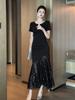 Vestido de Menina Rica 2026 Verão Nova Roupa Feminina Resistente Decorado com Strass Emagrecedor Irregular Vestido 51251