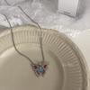 Collar Coreano Dongdaemun Mariposa Pastel Fantasía País de las Maravillas Mariposa de Metal Repujado Cadena Clavícula Nicho Femenino Cadena para el Cuello