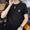 Camiseta Masculina de Manga Curta Jacquard de Alta Qualidade Verão Seda Gelo Sensação de Gelo Secagem Rápida Respirável Manga Curta Exportação Tops Casuais Masculinos