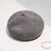 Serie Gris~Boina Australiana 100% Lana para Mujer Estilo Nuevo 2025, Circunferencia de Cabeza Grande, Hace que la Cara se Vea Más Pequeña, Boina de Pintor Gris