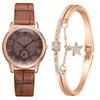 WeChat item mais vendido Moda europeia e americana novo relógio feminino romano cor ouro rosa moda coreana casual retrô relógio de pulseira