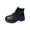 Botas de Cuero Suave con Suela Gruesa Estilo Británico para Mujer 2025 Nuevo Otoño Botas Individuales Forradas de Lana para Heattech y Botas Cortas de Invierno para Calle
