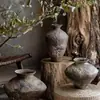 Vaso Retro Estilo Wabi-sabi de Jingdezhen Sem Furo Arranjo de Flores Secas Artesanal Decoração de Ornamentação de Vaso de Barro Cerâmica Rústica B&B Zen