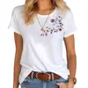 Aliexpress Transfronterizo Jit Venta al por Mayor 2026 Nueva Camiseta Casual de Moda Floral Colorida 2D Cuello Redondo Manga Corta Algodón Puro