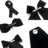 Alfinete de Gravata Borboleta Preto de Alto Padrão Estilo Francês, Presilha de Cabelo Estilo Chanel, Acessório de Cabelo DIY, Acessório de Decoração para Broche de Peito, Laço