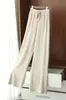 Pantalones de punto para mujer de invierno con hilo de mecha engrosado de cuatro vías elásticas, cálidos, duraderos, estructurados, de pierna recta, al por mayor
