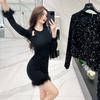 Otoño 2026 Nuevo Vestido Bodycon Ajustado con Diseño Hueco Puro y Sexy Peludo para Mujer 10201