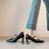Zapatos Mary Jane Cuadrados de Tacón Grueso Estilo Francés para Mujer, En Stock, Nuevo Estilo Retro 2026 con Correa Única y Tacones Altos Bajos