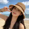 2026 Nuevo Estilo Sombrero de Paja para Mujer para Exteriores con Ala Ancha, Sombrero de Playa para Protección Solar, Sombrero de Sol Versátil de Moda para Viajes