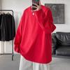 Camiseta fina de manga larga de color liso para hombre, camiseta de marca de moda para hombre, estilo Hong Kong, holgada, combina con todo, informal, para estudiantes, venta al por mayor