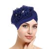 10 colores AliExpress sombrero pañuelo para la cabeza plisado sombrero de sandía aplique tres flores pañuelo para la cabeza sombrero bolsa de moda sombrero para la cabeza
