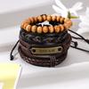 Pulseras de Cuero para Hombre Hechas a Mano Más Vendidas en Europa y América, Pulseras de Cuero Estilo Nuevo de Aleación, Tendencia de Joyería de Letras a la Moda