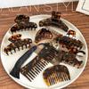 Alian otoño e invierno estilo francés estampado de leopardo profundo acetato de alto sentido estilo ins pinza para el cabello horquilla para el cabello accesorios para el cabello joyería coleta alta