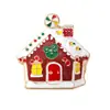 Broche de Esmalte Navideño con Pedrería Muñeco de Nieve Casa Navideña Papá Noel Pin de Aleación Decoración para Ropa Regalo de Festival
