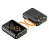 Batería Externa de Carga Rápida de 20W con Súper Gran Capacidad, Tres Cables Integrados, Mini, Compacta, Ligera, Fuente de Alimentación Móvil Portátil