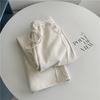 Pantalones Rectos Gruesos de Lana con Forro Polar para Mujer, Estilo Coreano, Otoño e Invierno, Corte Holgado, Adelgazantes, Cálidos, Caída Suave, Pantalones Casuales de Pierna Ancha para Mujer
