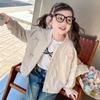Jaqueta com Gravata Borboleta para Meninas Estilo Primavera e Outono Moda Coreana Infantil Blusa Casual para Menininhas Camisa com Zíper Infantil