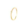 Anillo Individual de Plata de Ley S925 Chapado en Oro de 18 Quilates con Diamante para Mujer, Apilable, Simple, Versátil, Exquisito, Estilo Commuter, Anillo de Cola Abierta