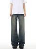 Pantalones vaqueros retro americanos para hombre y mujer, lavados, de cintura alta, anchos, rectos, microlargos, de marca de moda.
