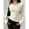 Comercio electrónico transfronterizo de otoño e invierno, estilo europeo y americano, camiseta de manga larga elegante, color liso, top base elástico