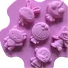 6 personajes de dibujos animados pares Red social Molde de yeso gelatina blanca gelatina para niños muñeco de yeso molde de silicona pastel de limosna