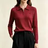 Suéter de punto con cremallera y cuello bordado, estilo coreano, hilo de núcleo, nuevo para otoño e invierno, para mujer, estilo suave, suéter de punto de ochos de manga larga