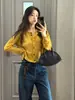 Deslumbrante Roupa com Vibe de Início de Outono Única Super Bonita Estilo Coreano Jovem Cardigã de Tricô Amarelo Dopamina para Mulheres