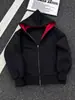Sudadera con capucha y bloques de color Patchwork Americano Chaqueta para Hombre Otoño Corte Limpio Peso Pesado Blanco Gris Chaqueta Cardigan para Pareja
