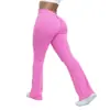 Pantalones de Pierna Ancha Acampanados Color Durazno Transfronterizos Europeos y Americanos 2024 Mallas de Yoga de Cintura Alta Levanta Glúteos para Mujer Pantalones de Fitness de Pierna Ancha Ropa para Mujer
