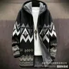 Cárdigan con capucha y cremallera de corte holgado para hombre con estampado a todo color de nuevo elemento azteca, chaqueta de algodón, DIY desde la imagen