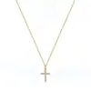 Collar Cruz Pequeña Transfronterizo Europeo y Americano, Sencillo y Incrustado de Diamantes, Estilo Nuevo, Versátil y de Lujo Ligero