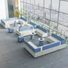 Sofá de Canto Criativo, Área de Recepção de Escritório, Área de Lazer e Descanso, Sofá tipo cabine para Discussões, Mesa de Centro Simples e Moderna