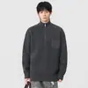 Suéter de punto con cuello alto y media cremallera para hombre, estilo retro americano, holgado, Otoño 2025, Invierno, Nuevo tejido, Tendencia de pareja