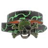 Cinturón con estampado original europeo y americano de diamantes de imitación, cinturón decorativo oscuro con calavera grande, cinturón BB