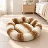 Nova Cama Redonda de Pelúcia de Coelho para Cachorro Gato Tapete Espesso de Inverno para Cachorro Gato Pet para Aquecimento