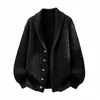 Nuevo Cárdigan de Punto Trenzado para Hombre Otoño Invierno Abrigo Estilo Europeo y Americano Suéter de Punto Trenzado con Solapa Chaqueta Casual Holgada