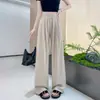 Nuevos pantalones de verano finos de lino de imitación Yamamoto para mujer, con un tacto fluido de alta gama, estilo old money, versión estrecha adelgazante, pantalones largos de pierna ancha de seda helada