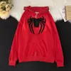 Diseño nicho retro americano Spider-Man algodón chino con capucha y cremallera suéter tendencia nacional callejero suelto conjunto de pareja chaqueta
