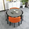 Mesa de Jantar Moderna Simples Mesa de Jantar para Apartamento Pequeno Mesa e Cadeiras de Jantar Combinação de Negociação Mesa Redonda para Sala de Estar Cadeiras de Jantar Totalmente Armazenáveis