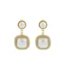 Pendientes de Plata Aguja Cuadrados de Nicho con Perlas y Diamantes Completos de Alta Calidad Europeos y Americanos Geométricos Elegantes Elegantes Elegantes Moda Pendientes Atmosféricos