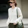 Suéter de Lana de Cuello Redondo Plush Listo para Usar de Una Línea para Mujer para Otoño e Invierno Nuevo Suéter Base de Cachemira Estilo Holgado Perezoso para Mujer